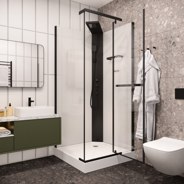 Душевая кабина Ceruttispa 90x225 MiMi90B профиль черный