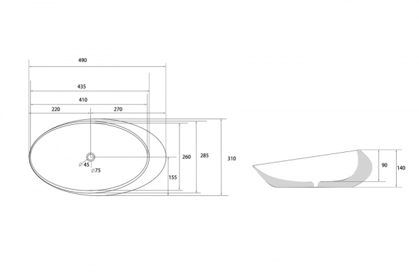 Раковина накладная Abber Bequem 50 см AC2107BS черная матовая, серебро