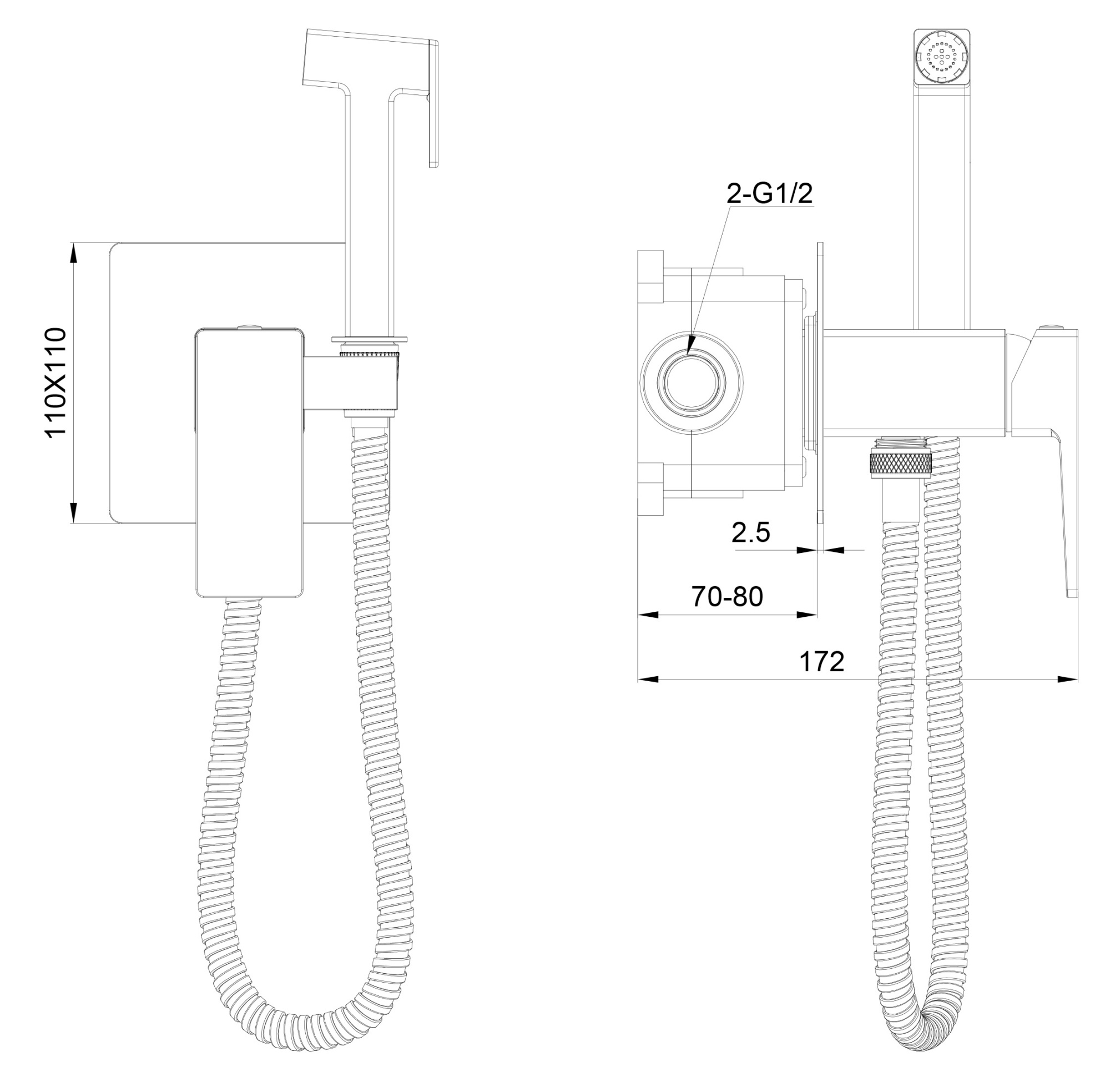 Гигиенический душ Wonzon & Woghand Cube 2.0 WW-88829068-CR хром глянцевый