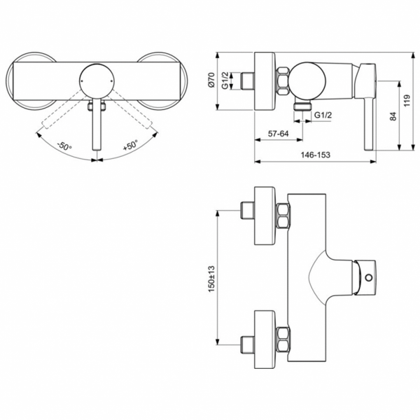 Смеситель для душа Ideal Standard BC200U4 Смеситель для душа Ideal Standard BC200U4