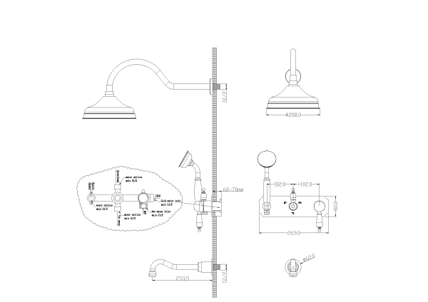 Смеситель для ванны Boheme Brilante Ripresa 348 с душевым гарнитуром хром