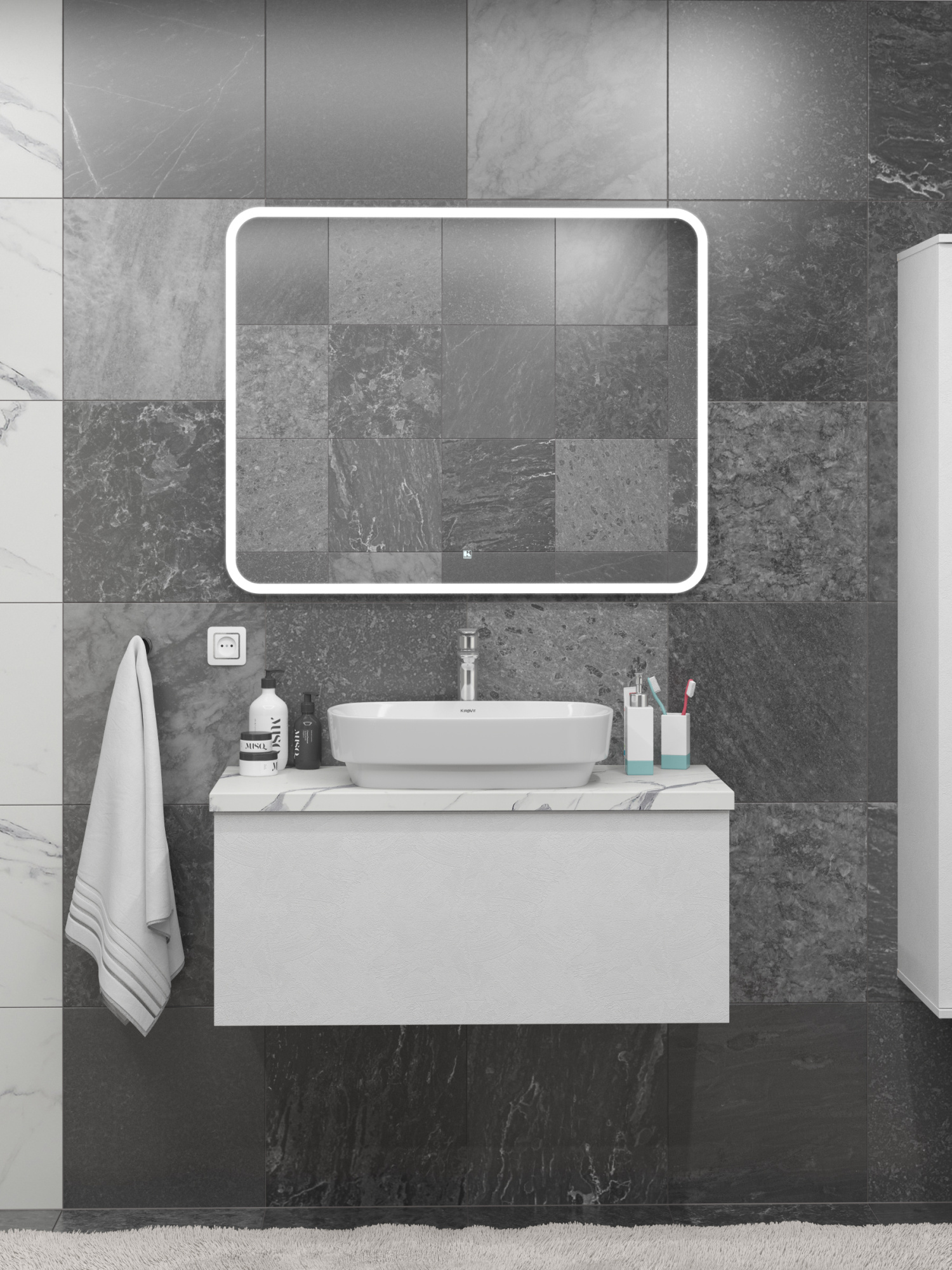 Столешница Какса-А 100 см 005400 для тумб и консолей белый мрамор