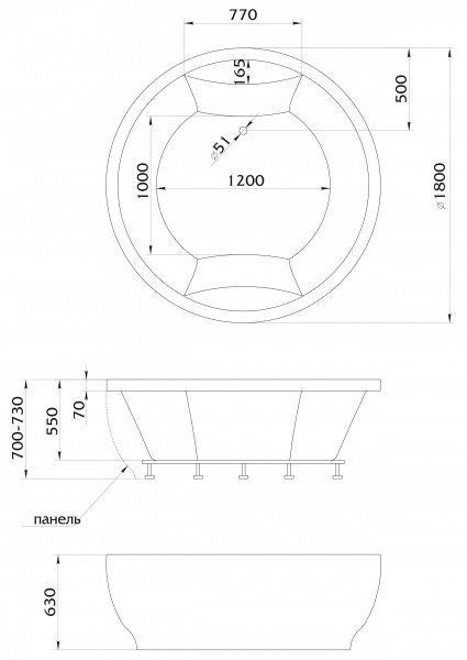 Ванна акриловая 180х180 Aima Design OMEGA Ванна акриловая 180х180 Aima Design OMEGA