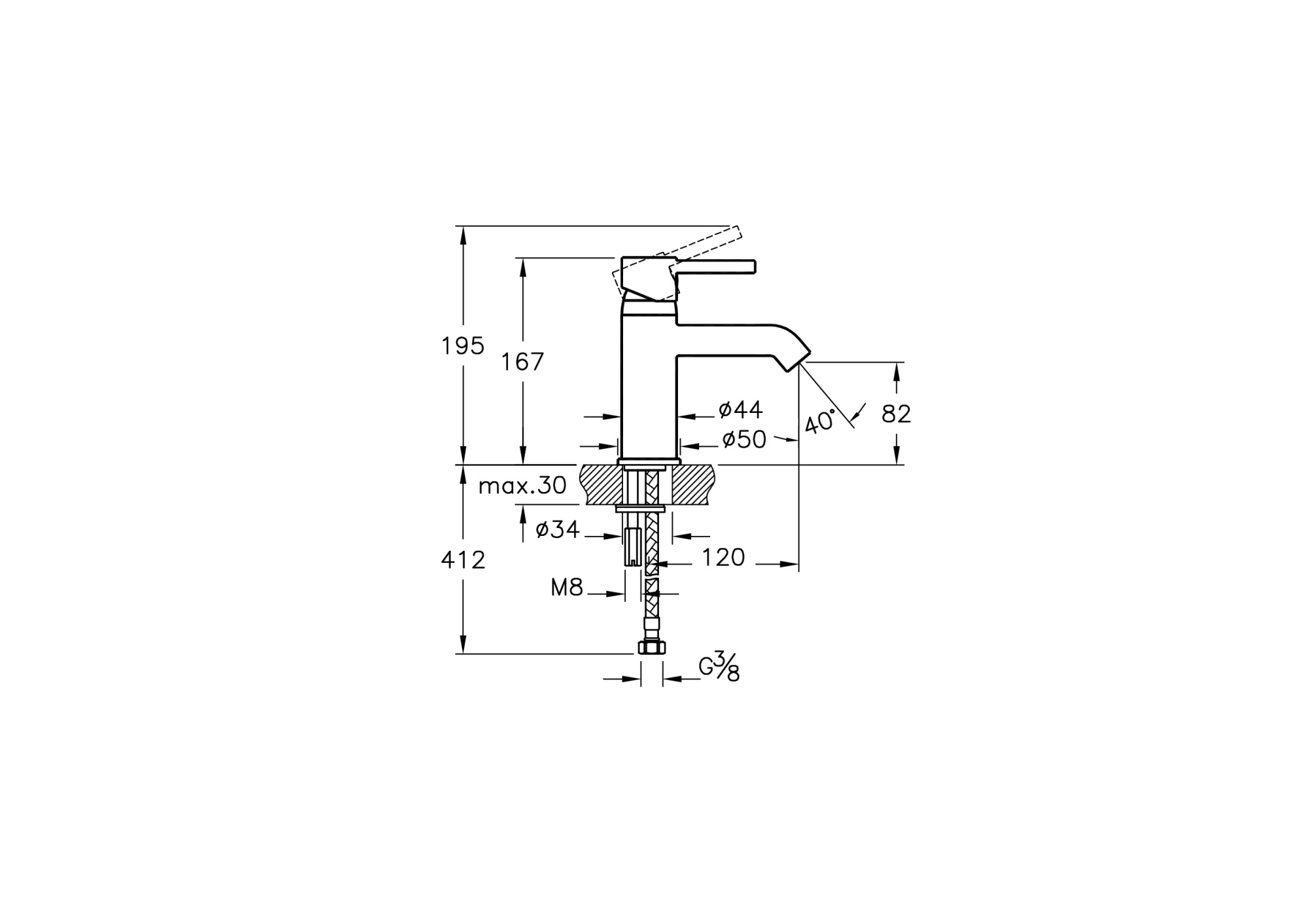 Смеситель для раковины VitrA Minimax S A41984EXP хром глянцевый