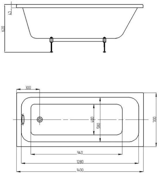 Ванна акриловая 140x70 AQUATEK Мия MIY140-0000001 Ванна акриловая 140x70 AQUATEK Мия MIY140-0000001