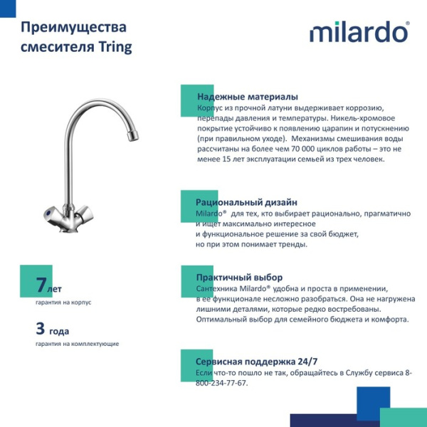 Смеситель для кухни MILARDO Tring TRISB0JM05 Смеситель для кухни MILARDO Tring TRISB0JM05