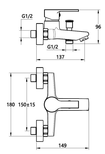 Смеситель для ванны Voda Fin FN54 хром