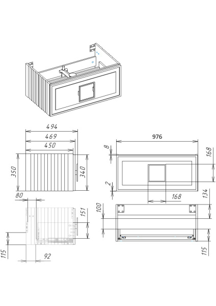 Тумба под раковину La Fenice Cubo Blu Grigio синяя 100 FNC-01-CUB-BG-100 Тумба под раковину La Fenice Cubo Blu Grigio синяя 100 FNC-01-CUB-BG-100