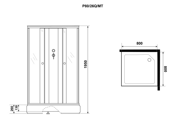 Душевая кабина 80x80 Niagara Promo P80/26Q/MT/BK Душевая кабина 80x80 Niagara Promo P80/26Q/MT/BK