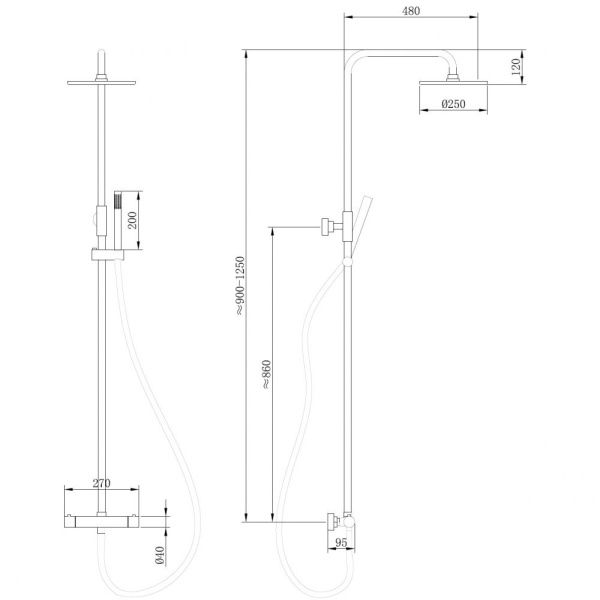 Душевая стойка ABBER Wasser Kreis AF8160B с термостатом без излива черная матовая Душевая стойка ABBER Wasser Kreis AF8160B с термостатом без излива черная матовая