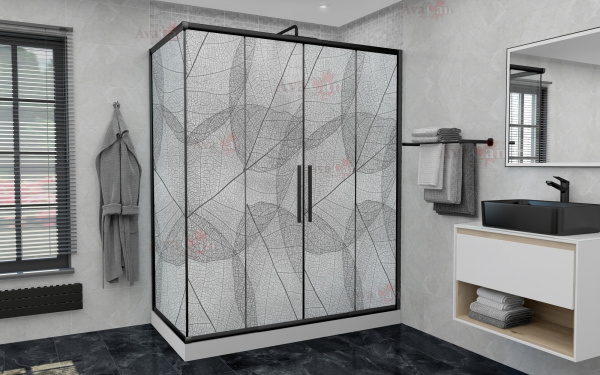 Душевой уголок AvaCan 90x195x210 FB2-190-SB90MT профиль черный