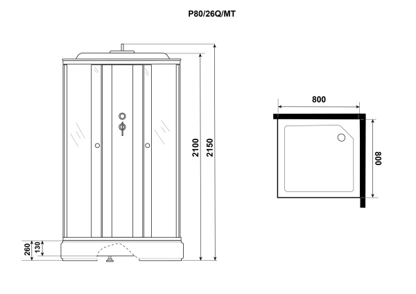 Душевая кабина 80x80 Niagara Promo P80/26Q/MT Душевая кабина 80x80 Niagara Promo P80/26Q/MT