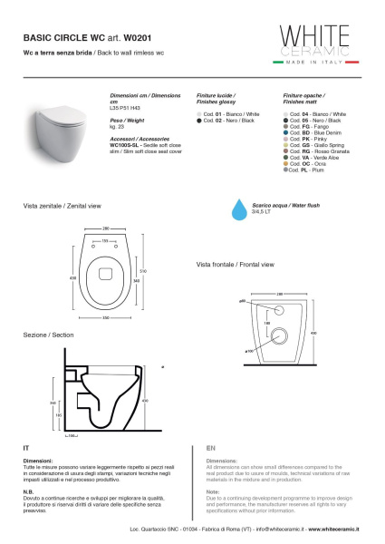 Безободковый унитаз  White Ceramic Basic W020105 черный матовый Безободковый унитаз  White Ceramic Basic W020105 черный матовый
