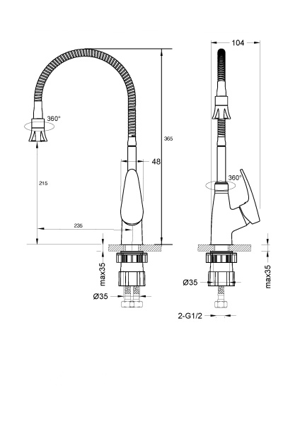 Смеситель для кухни Lemark Linara LM0413C с гибким изливом Смеситель для кухни Lemark Linara LM0413C с гибким изливом