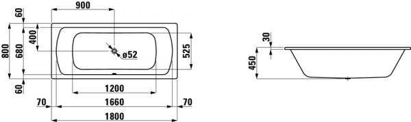 Стальная ванна с шумоизоляцией 180x80 Laufen Pro 2.2795.0.600.040.1 Стальная ванна с шумоизоляцией 180x80 Laufen Pro 2.2795.0.600.040.1