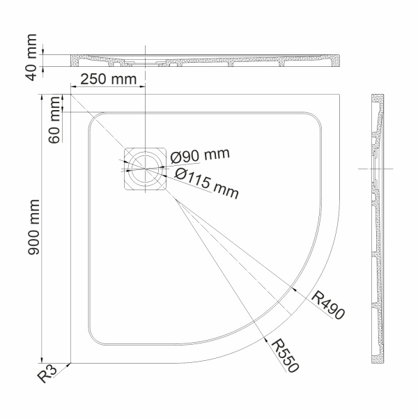Душевой поддон 90x90 WasserKRAFT Dinkel 58T01 Душевой поддон 90x90 WasserKRAFT Dinkel 58T01