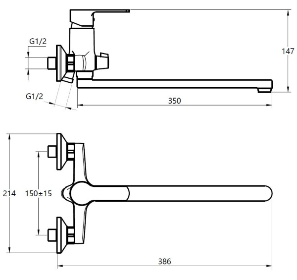 Смеситель для ванны с душевой лейкой Voda Fin FN31 хром