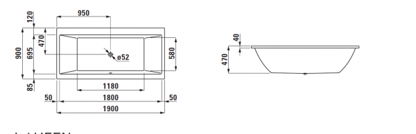 Акриловая ванна 190x90 Laufen Pro 2.3495.5.000.000.1 Акриловая ванна 190x90 Laufen Pro 2.3495.5.000.000.1