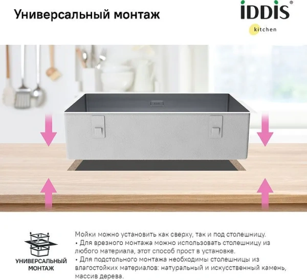 Мойка для кухни Iddis Edifice 75 см EDI74S0i77 сатин