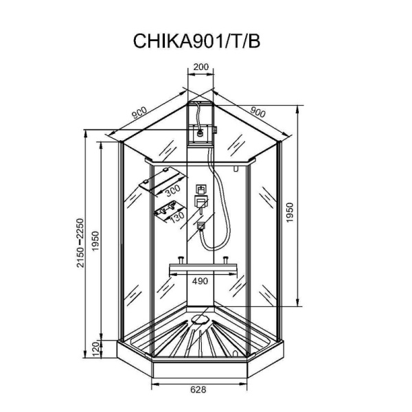 Душевая кабина без крыши 90x90 Cerutti SPA CHIKA901B Душевая кабина без крыши 90x90 Cerutti SPA CHIKA901B