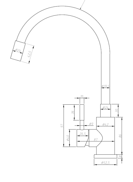 Смеситель для кухни Esko Kitchen K44 G серый с хромом