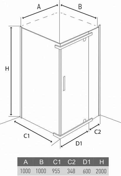 Душевое ограждение 100x100x200 ALEX BAITLER AB214-100 Душевое ограждение 100x100x200 ALEX BAITLER AB214-100