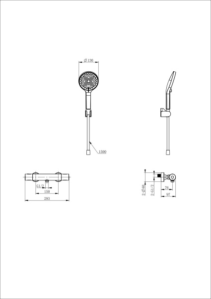 Смеситель для душа с термостатом и гарнитуром Wonzon & Woghand Inn 1 WW-B3013-A-BG золото брашированный