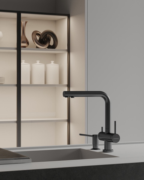 Смеситель для кухонной мойки Abelsberg Pura OTF70709GM космическая сталь брашированный