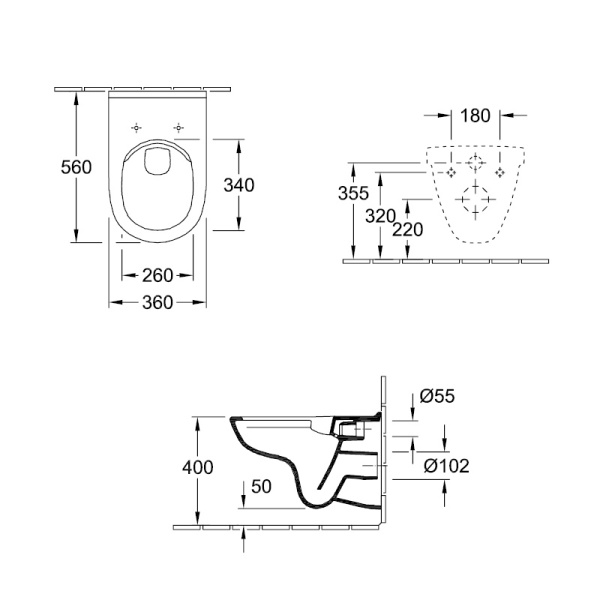Унитаз Villeroy & Boch O.Novo 5660HR01 подвесной безободковый с микролифтом