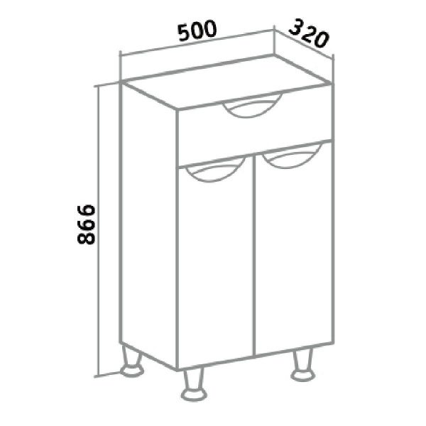 Шкаф Runo Эконом 50 см УТ000002342 напольный белый