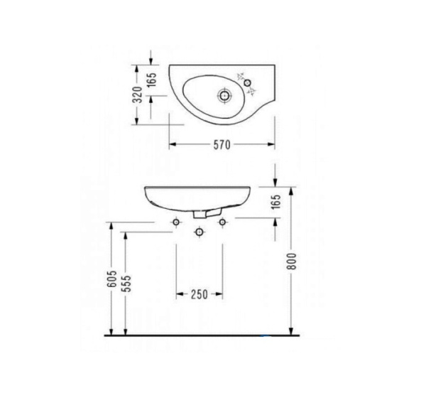 Раковина угловая Serel Friendly 6741 570x320x165 Раковина угловая Serel Friendly 6741 570x320x165