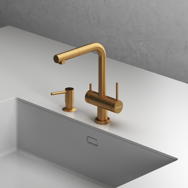 Смеситель для кухонной мойки Abelsberg Pura OTF70709BG королевское золото брашированный
