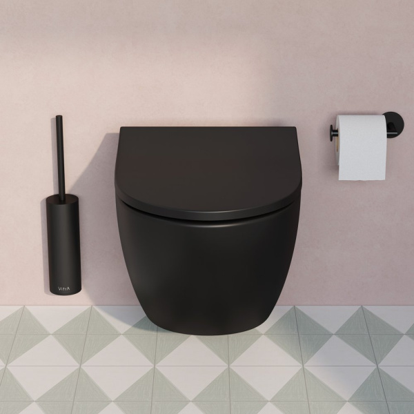 Безободковый подвесной унитаз VitrA Sento 7748B083-0101 матовый черный Безободковый подвесной унитаз VitrA Sento 7748B083-0101 матовый черный