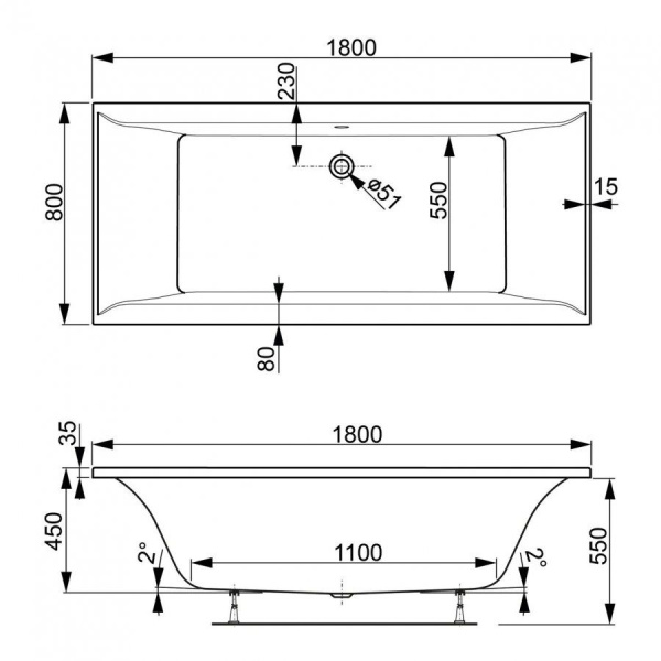 Ванна акриловая Vagnerplast Veronela 180x80 VPBA180VEA2X-04
