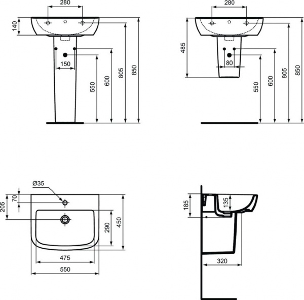 Колонна для раковины Ideal Standard TEMPO T422901 Колонна для раковины Ideal Standard TEMPO T422901