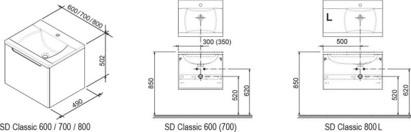 Тумба под умывальник Ravak SD 600 Classic береза/белый X000000303 Тумба под умывальник Ravak SD 600 Classic береза/белый X000000303