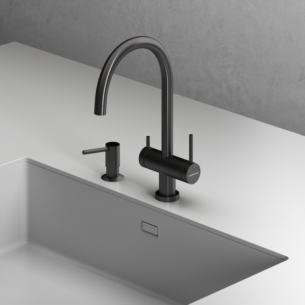 Смеситель для кухонной мойки Abelsberg Aera AWF70029GM космическая сталь брашированный