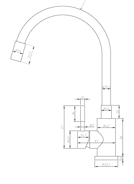Смеситель для кухни Esko Kitchen K44BTotal черный матовый
