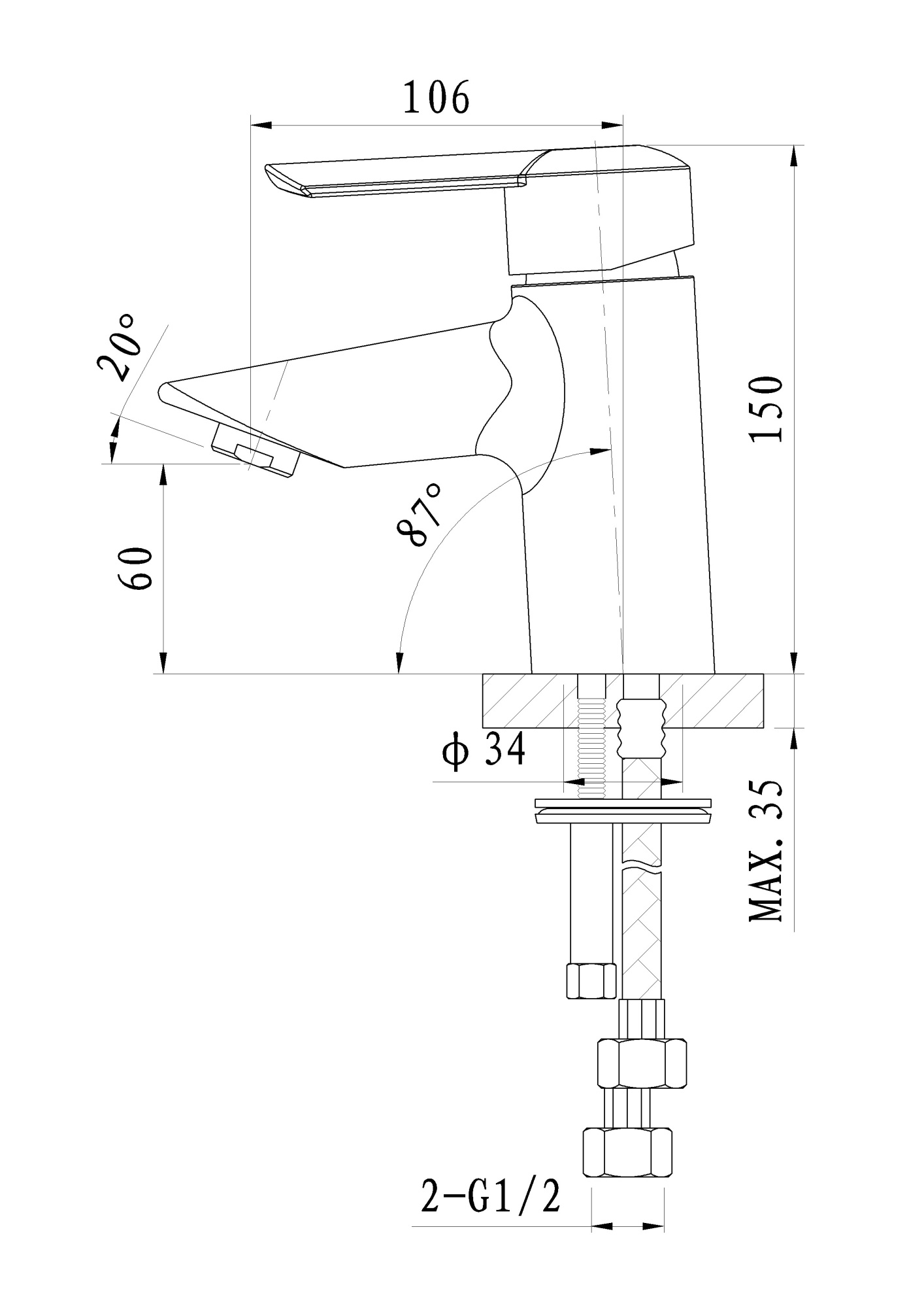 Смеситель для раковины Wonzon & Woghand Baroque WW-191101-CR хром глянцевый