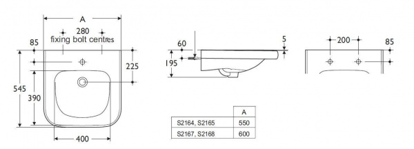 Раковина 60 см Ideal Standard CONTOUR S216801 Раковина 60 см Ideal Standard CONTOUR S216801