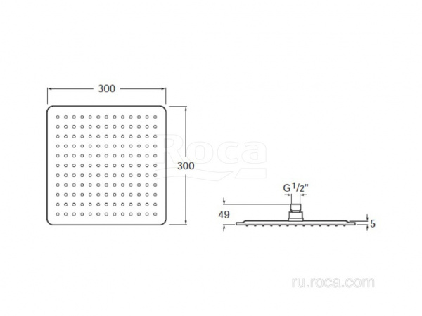 Душевая насадка Roca Raindream 300x300 нержавеющая сталь 5B2750C00 Душевая насадка Roca Raindream 300x300 нержавеющая сталь 5B2750C00