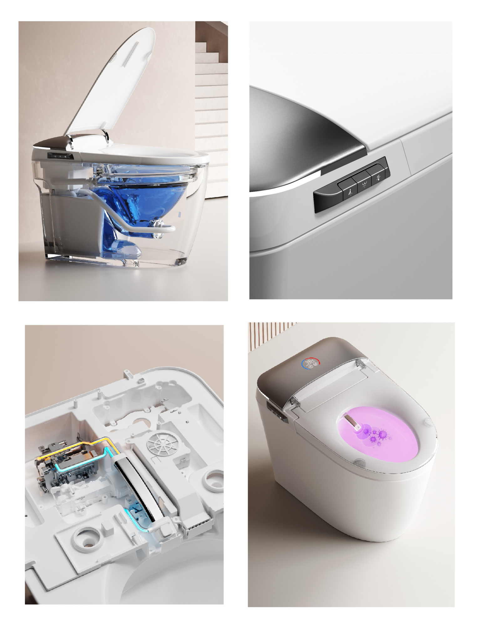 Унитаз Ceruttispa Ester Smart CT10616 приставной с дистанционным управлением