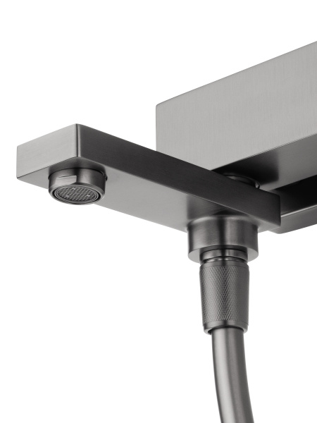 Смеситель для ванны с душем и гарнитуром Wonzon & Woghand Cube WW-88639016-BGM темный графит брашированный