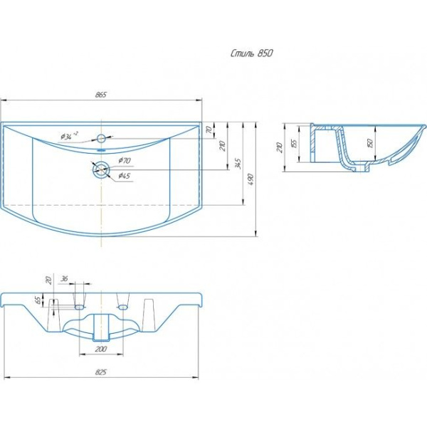 Раковина Kirovit Стиль 85 см УТ000001523 подвесная