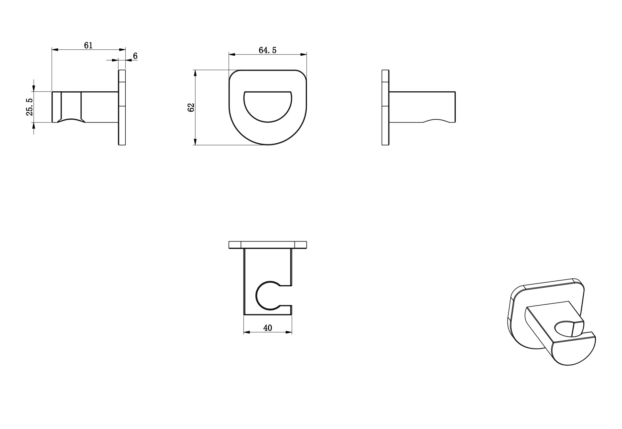 Держатель душевой лейки Wonzon & Woghand WW-994216-CR хром глянцевый