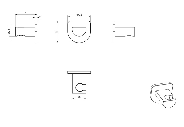 Держатель душевой лейки Wonzon & Woghand WW-994216-CR хром глянцевый