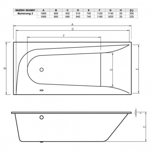 Ванна акриловая 180x80 Vayer Boomerang Гл000010188 Ванна акриловая 180x80 Vayer Boomerang Гл000010188