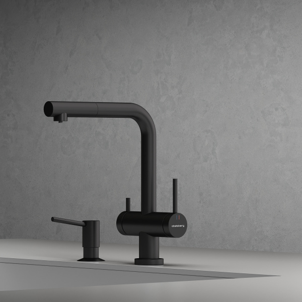 Смеситель для кухонной мойки Abelsberg Pura OTF70709MB вулканический черный матовый