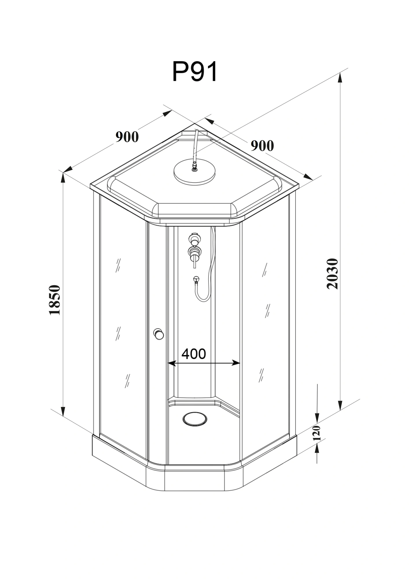 Душевая кабина Parly Penta P91 профиль белый