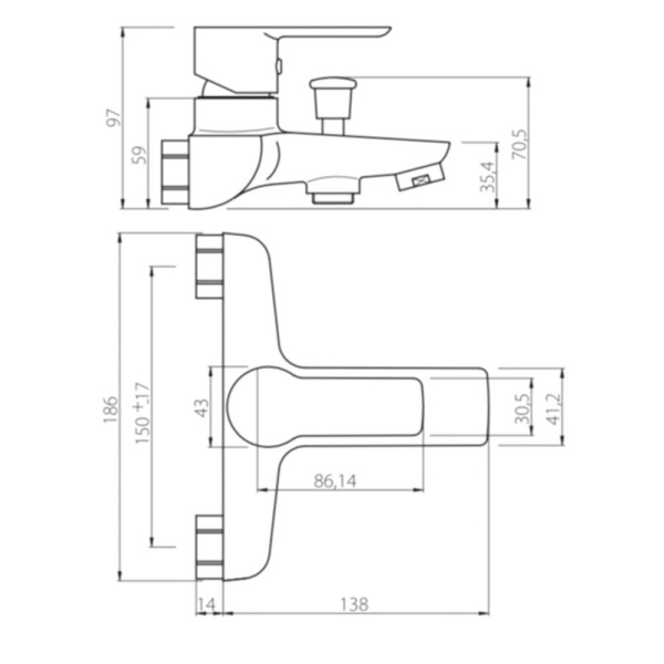 Смеситель для ванны RedBlu by Damixa Origin Elegance 841000000 хром;белый глянцевый